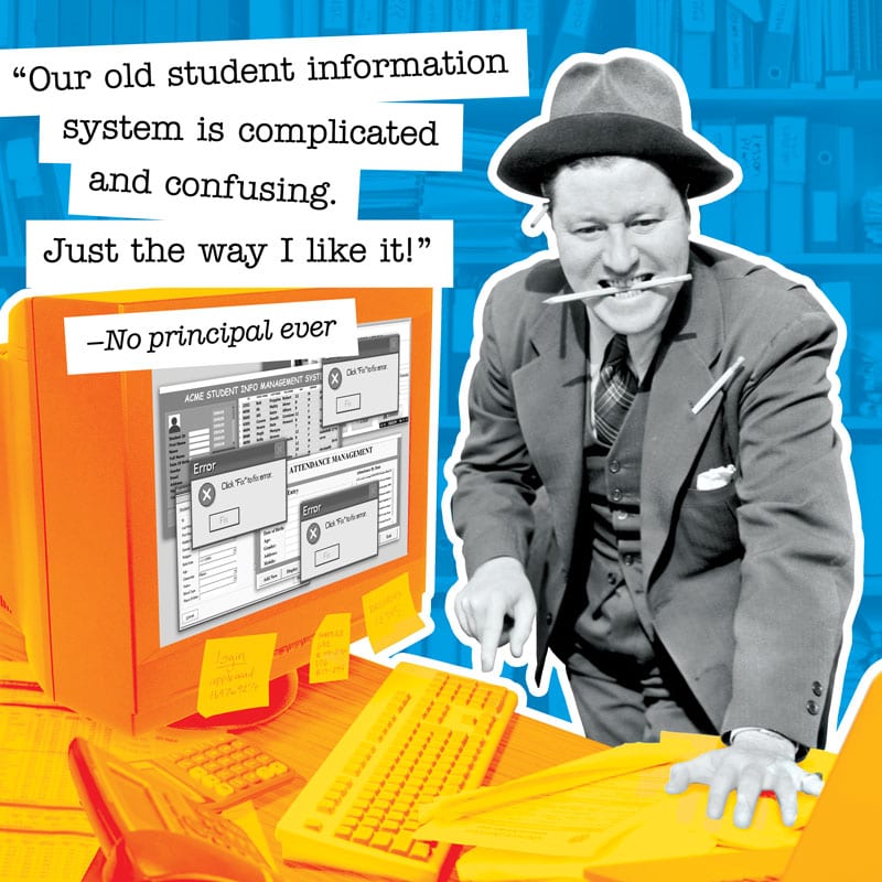 "Our old student information system is complicated and confusing. Just the way I like it!" Meme