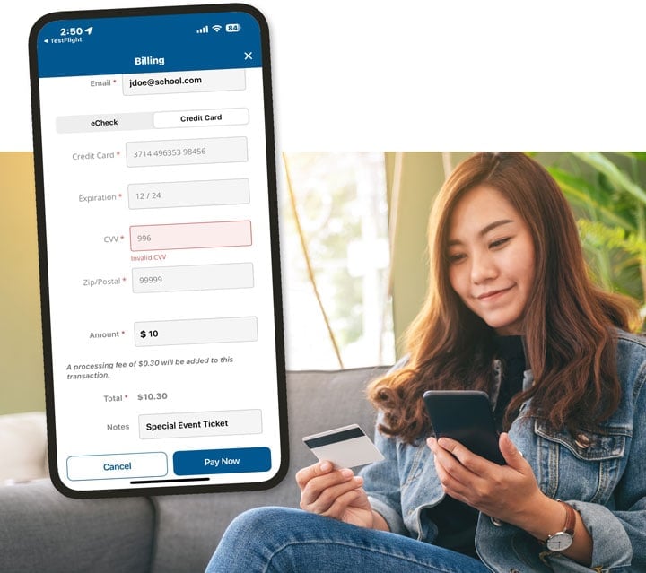 Billing Now on the Student/Parent Mobile App