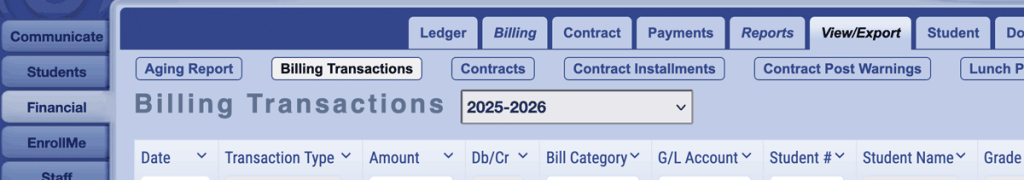 Billing Transactions