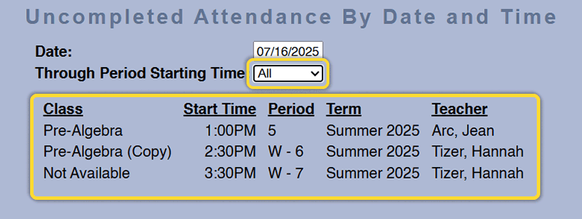 Track Uncompleted Attendance By Date and Time