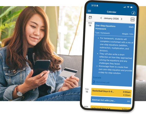 Happy Parent Using the Gradelink Student/Parent Mobile App