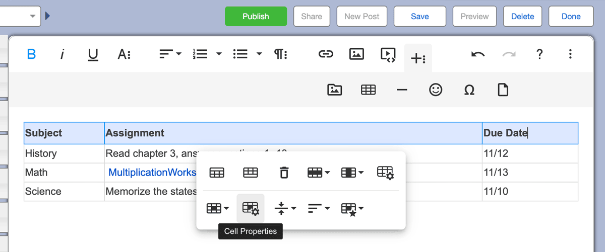Cell Properties Icon