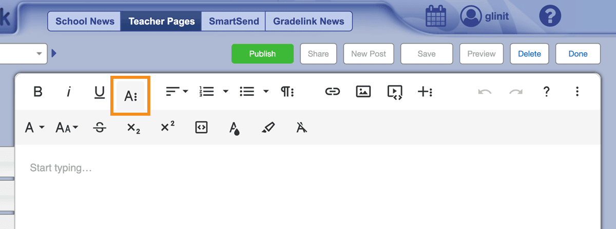 School News, Teacher Pages, and Email Text Formats