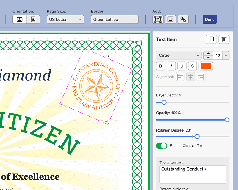 AwardCertificateEditor Student Award Certificates Editor